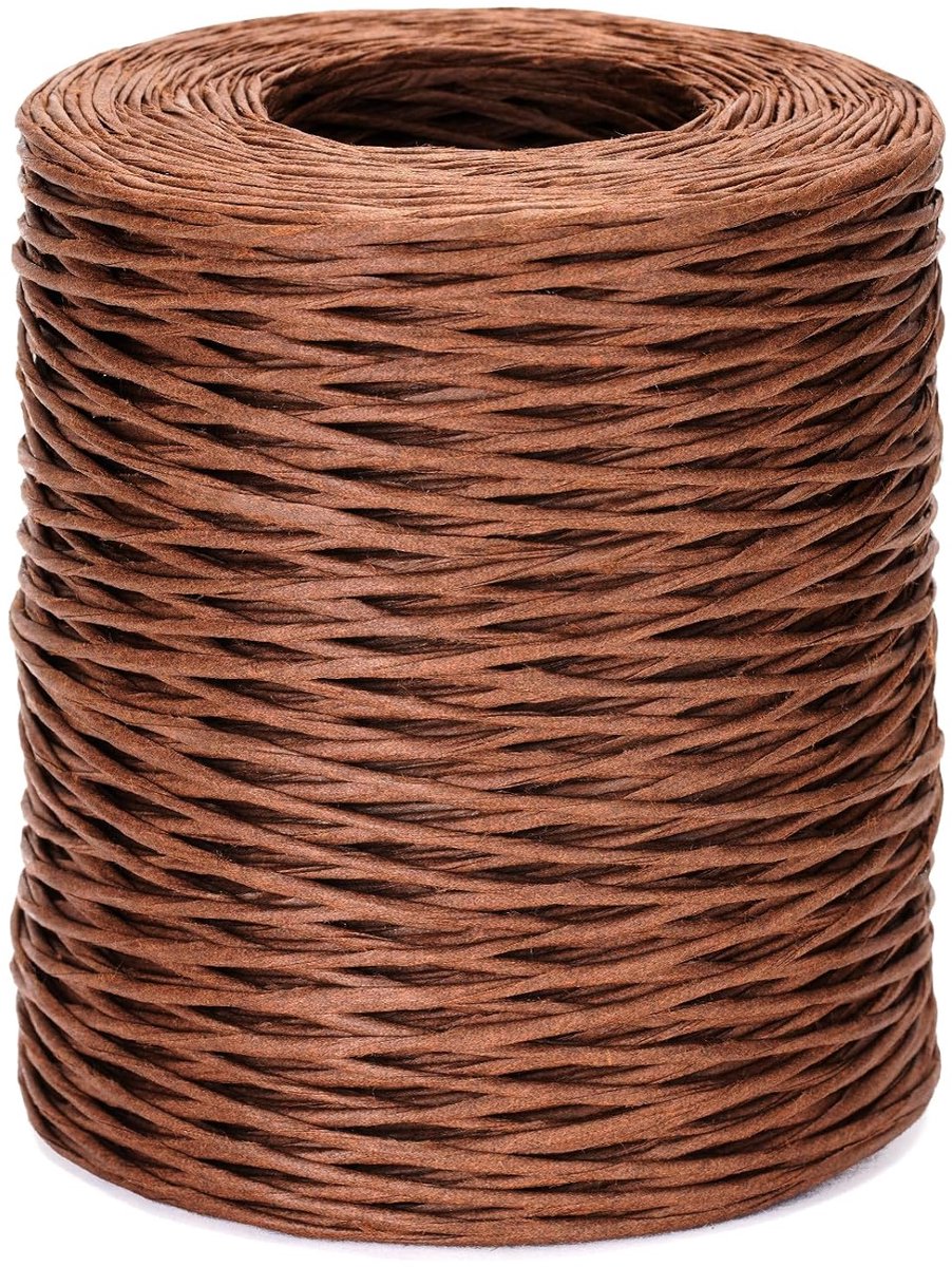 Draad, ijzerdraad, papieren koord, 2 mm, bloemdraad, papierbinddraad, papierwikkeldraad voor boeketten, bruiloften, Kerstmis, cadeaudecoratie en doe-het-zelven (bruin, 200 m)