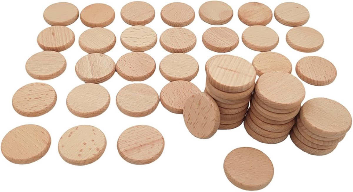 lege houten stukken lasergravure blanco's, beuken houten blanco tags zonder gat houten uitsparingen plakjes voor doe-het-zelf knutselbenodigdheden schilderen ornamenten (rond, 50 stuks)