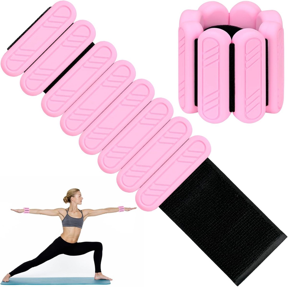Verstelbare gewichtsmanchetten, set van 2 stuks, enkel- en polsgewichten voor fitness, pilates, yoga, aerobic en joggen (elk 0,5 kg/1 kg)