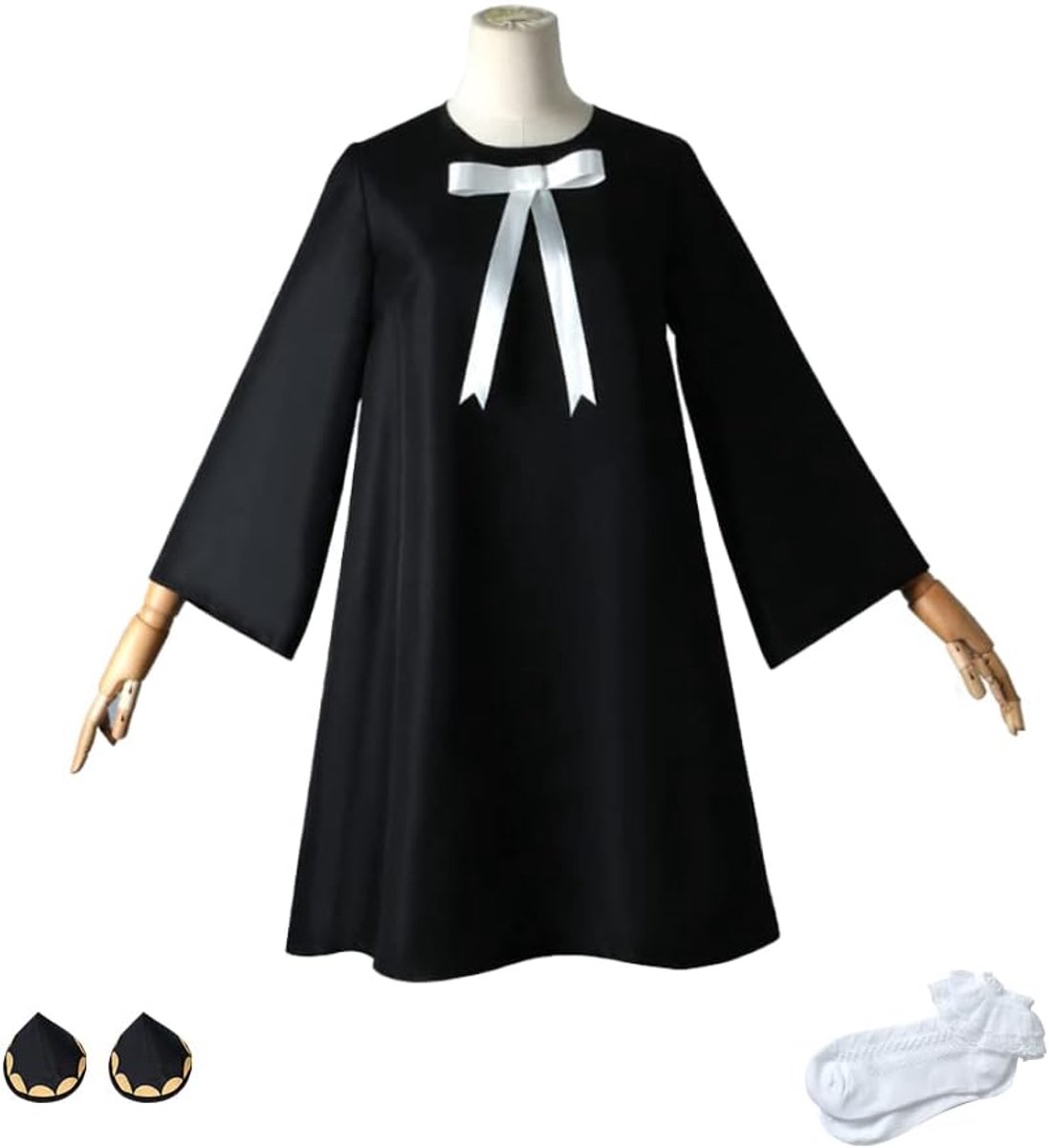 Spy Family Anya Cosplay Outfit Anya Forger Kostuum Zwart Jurk(110)