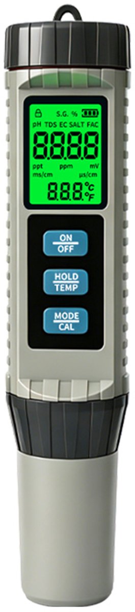 Digitale pH-chloormeter, zwembad, watertester, groter scherm, 8-in-1 pH, zout, chloor, ORP EC TDS,CL, temperatuurtester, hoge precisie voor drinkwater, zwembad, aquarium, hydrocultuur, spa