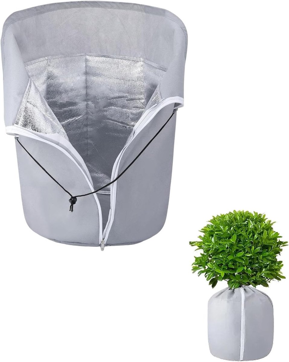 2 Stuks Winterbescherming voor Planten, Thermische Potbedekking met Trekkoord 40x50cm, Ideaal voor Buitenplanten en Potplanten, Weerbestendige en Duurzame Bescherming