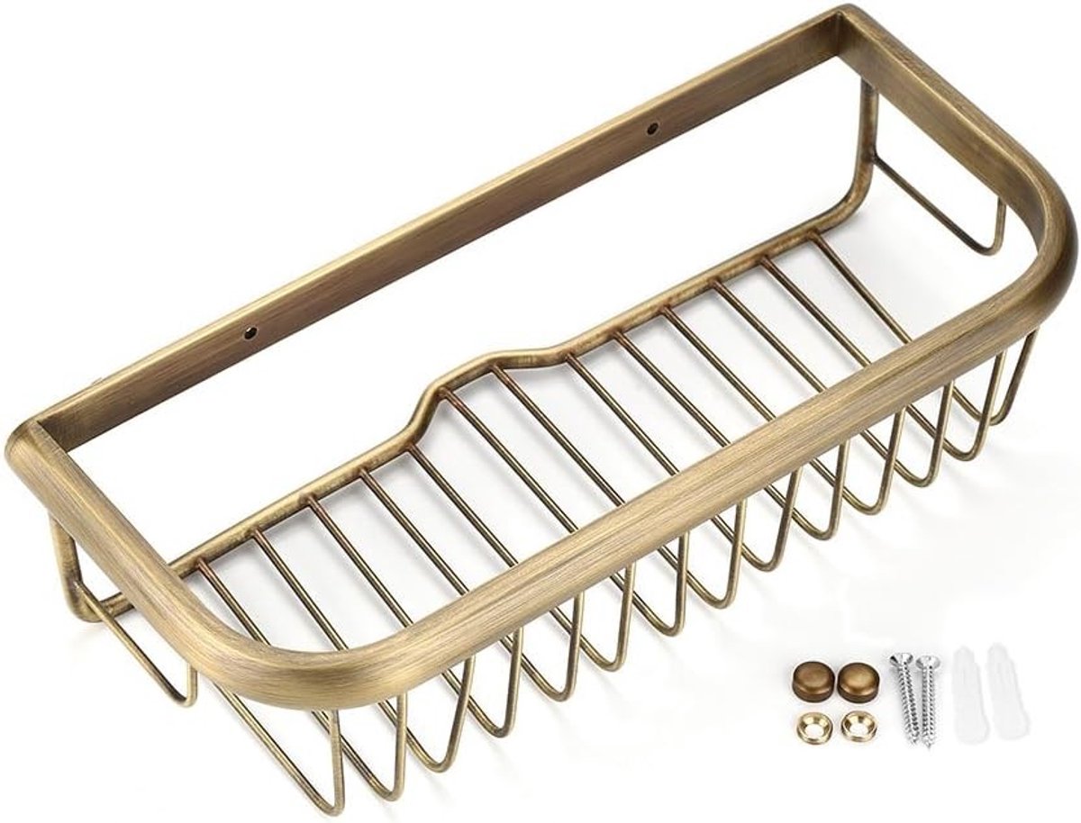 Muurbevestigde douche caddy van 30 cm voor badkamer, stevige opslagmand voor shampoo en handdoeken, ideaal voor ruimtebesparing