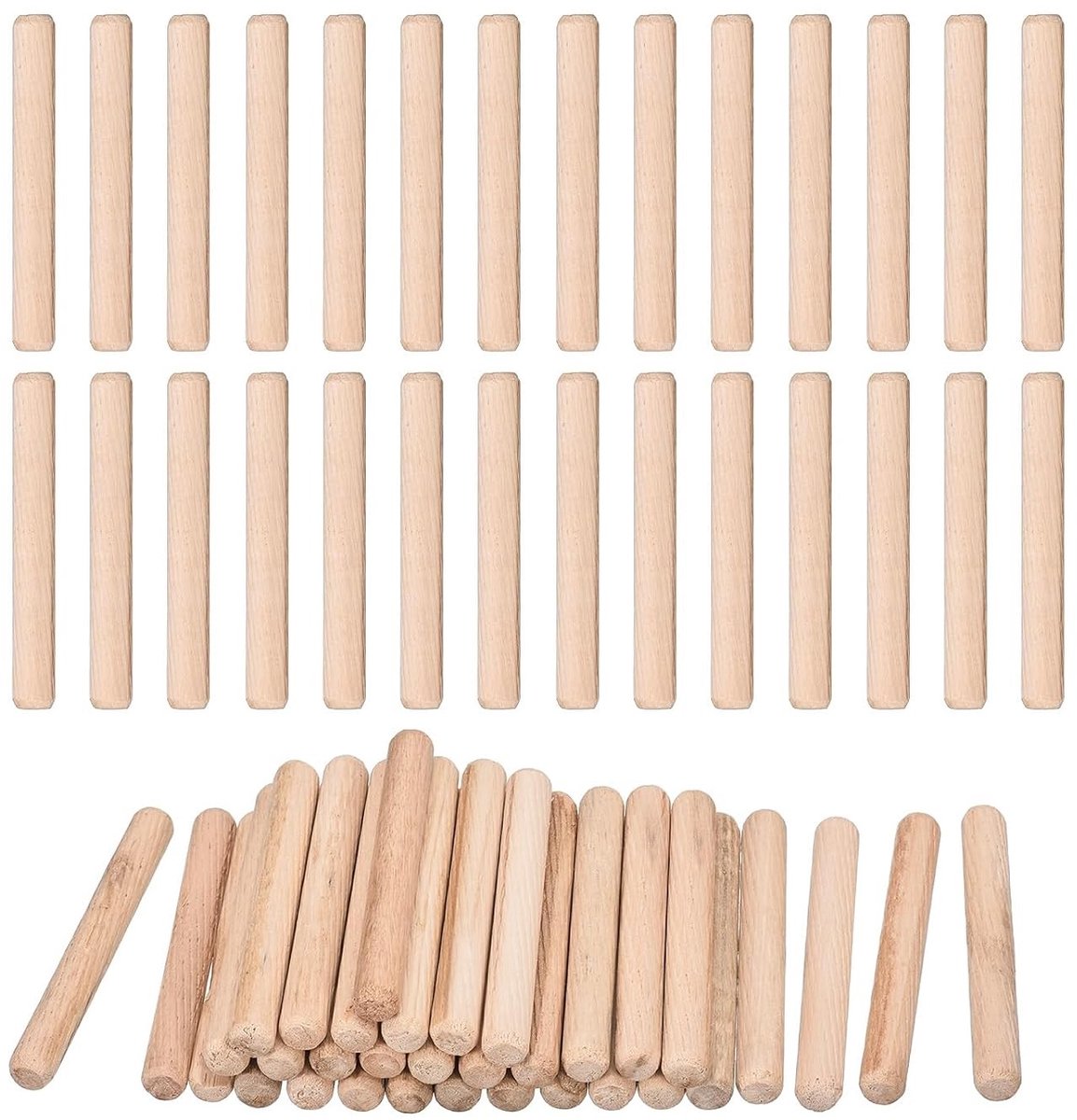 60 Stuks Houten Plugs 10x80mm Grooved Beveled Ends voor Houtbewerking, Meubels en Planken