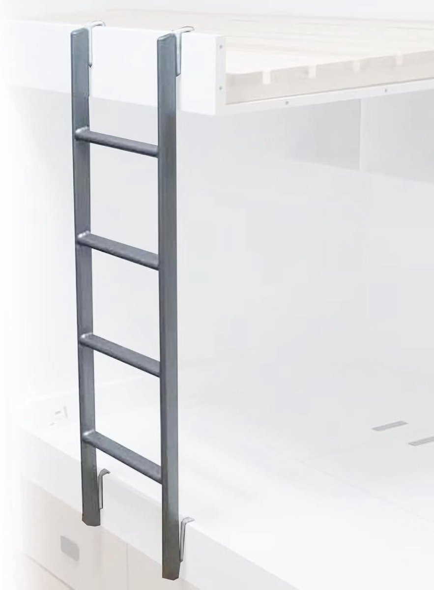 Stapelbed ladder - Opstapje camperbed - Veilig bed bereiken - Brede metalen treden - 116 meter - Zilver
