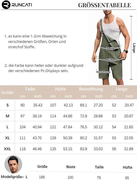 Heren jeans overall katoen tuinbroek korte werkbroek loose fit mannen denim jumpsuit met zakken — afbeelding 5