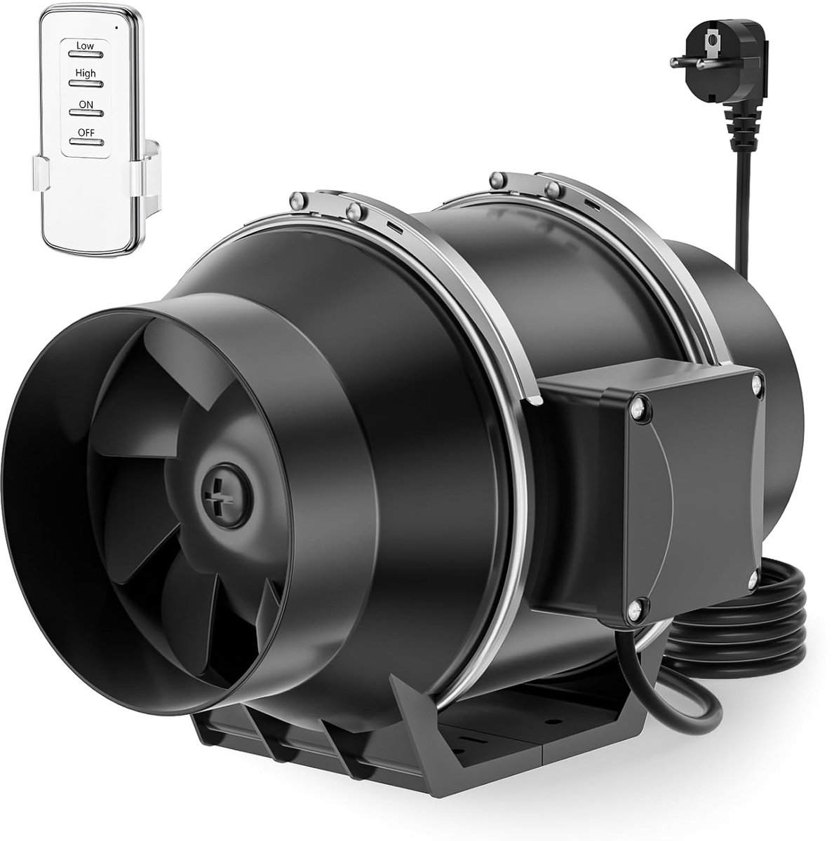 Power Luchtafvoerventilator 75 mm met 2-snelheidsregeling, inline afzuigventilator 220 m³/h, compacte VMC IP44 voor badkamer, keuken, kweektent, kas