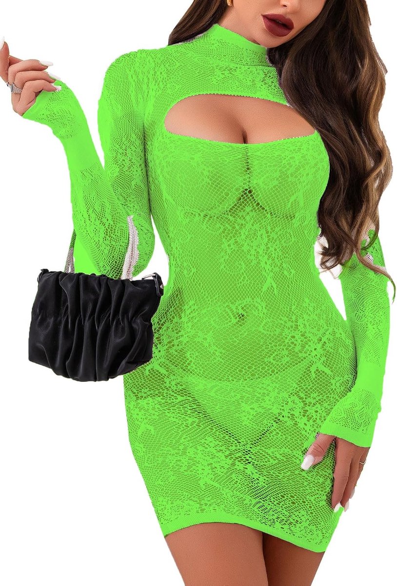 Sexy Lingerie Dress for Women Fishnet Hollow Out Bodycon Stretchy Nightwear Exotic Beach Cover Up Outfit