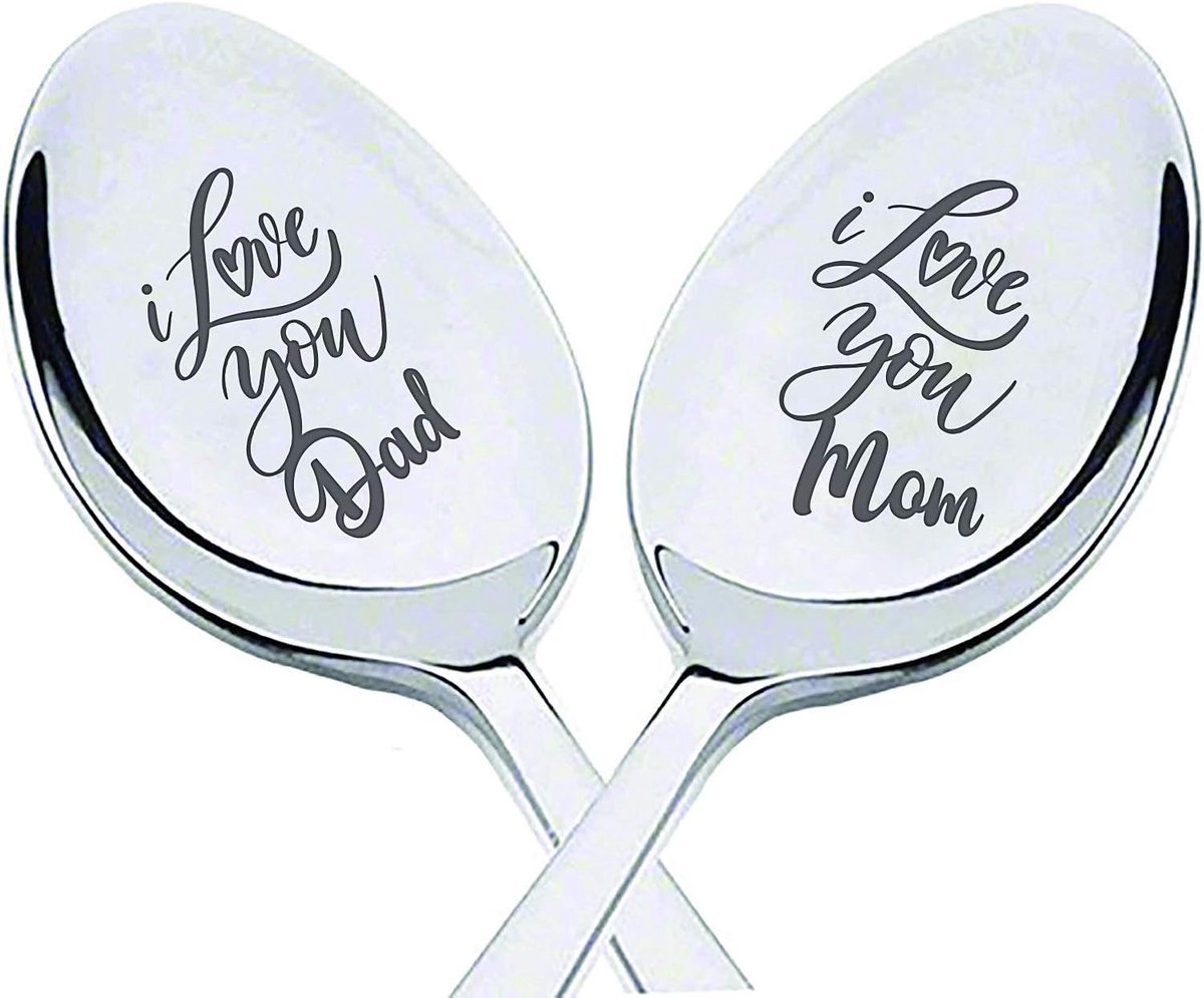 Ouders Geschenken | I Love You moeder/vader Gegraveerde lepel | Kerstcadeau voor papa | Cadeau voor Thanksgiving/Verjaardag/Verjaardag van Dochter Zoon | Gepersonaliseerd Moederdag Cadeau