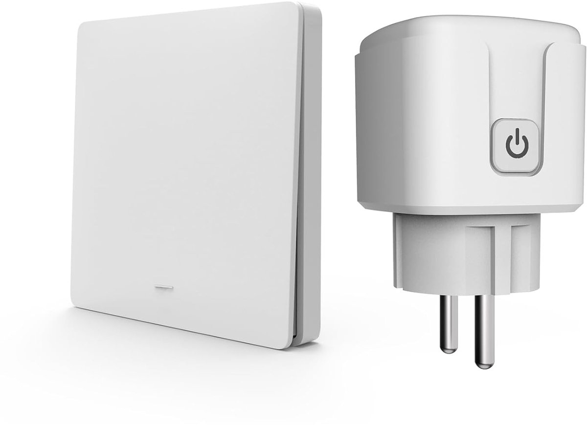 SnelShoppen - Draadloos Stopcontact met Afstandsbediening, Zelfvoorzienend, Geen Batterijen Nodig, 433 MHz, Geschikt voor Lampen, Wit - 1 Schakelaar e