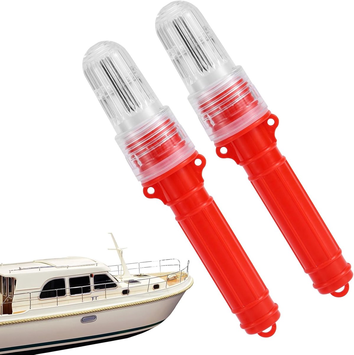 SnelShoppen - 2 Stuks Goedkeurde Boot Fakkels, Waterdichte Veiligheidslampen voor Noodsignalen, Vissen en Boeien (Rood)