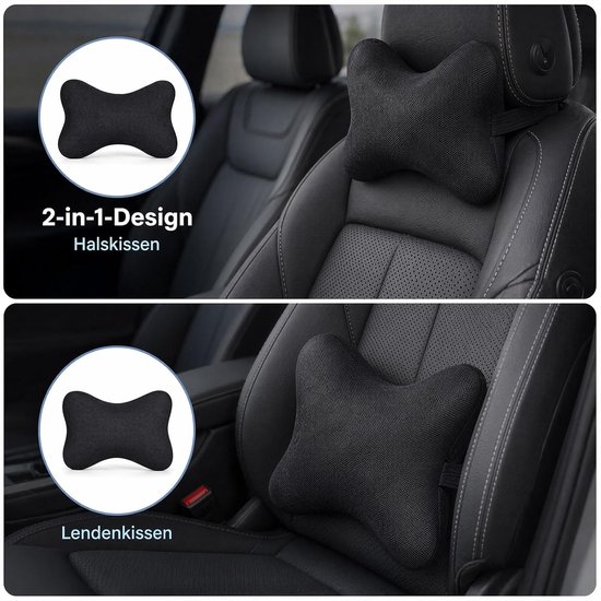 SnelShoppen - Ergonomisch Nackenkussen voor Sessel met Memory Foam en Flexibele Banden, Wasbaar, Perfect voor Bürostuhl, Gaming Stoel, Auto, Autositze van snelshoppen — afbeelding 2