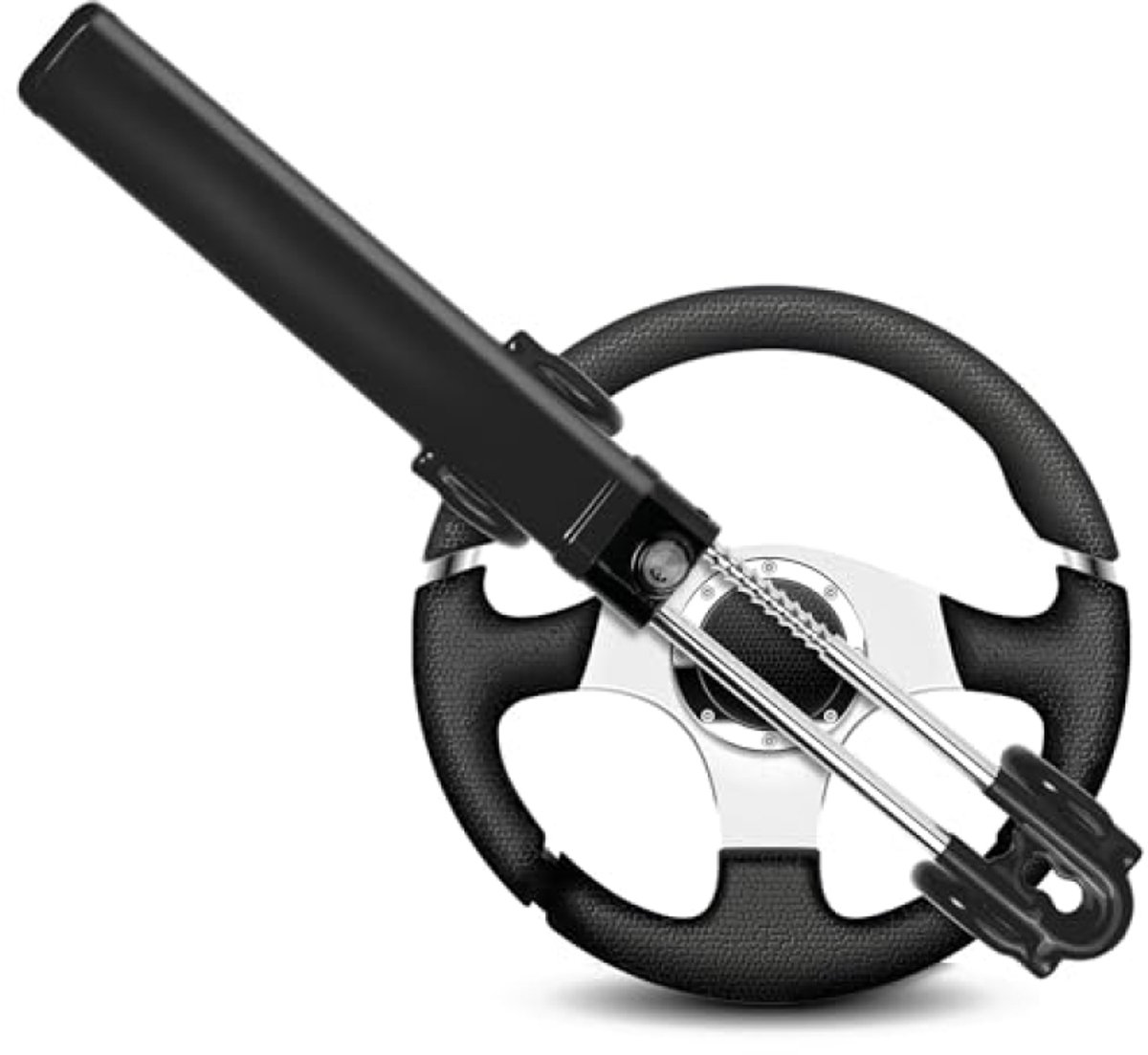 PromoHome Twin Bar Stuurslot - Autoslot Antidiefstal, Geschikt voor auto, bestelwagen en caravan met 2 sleutels - Zwart