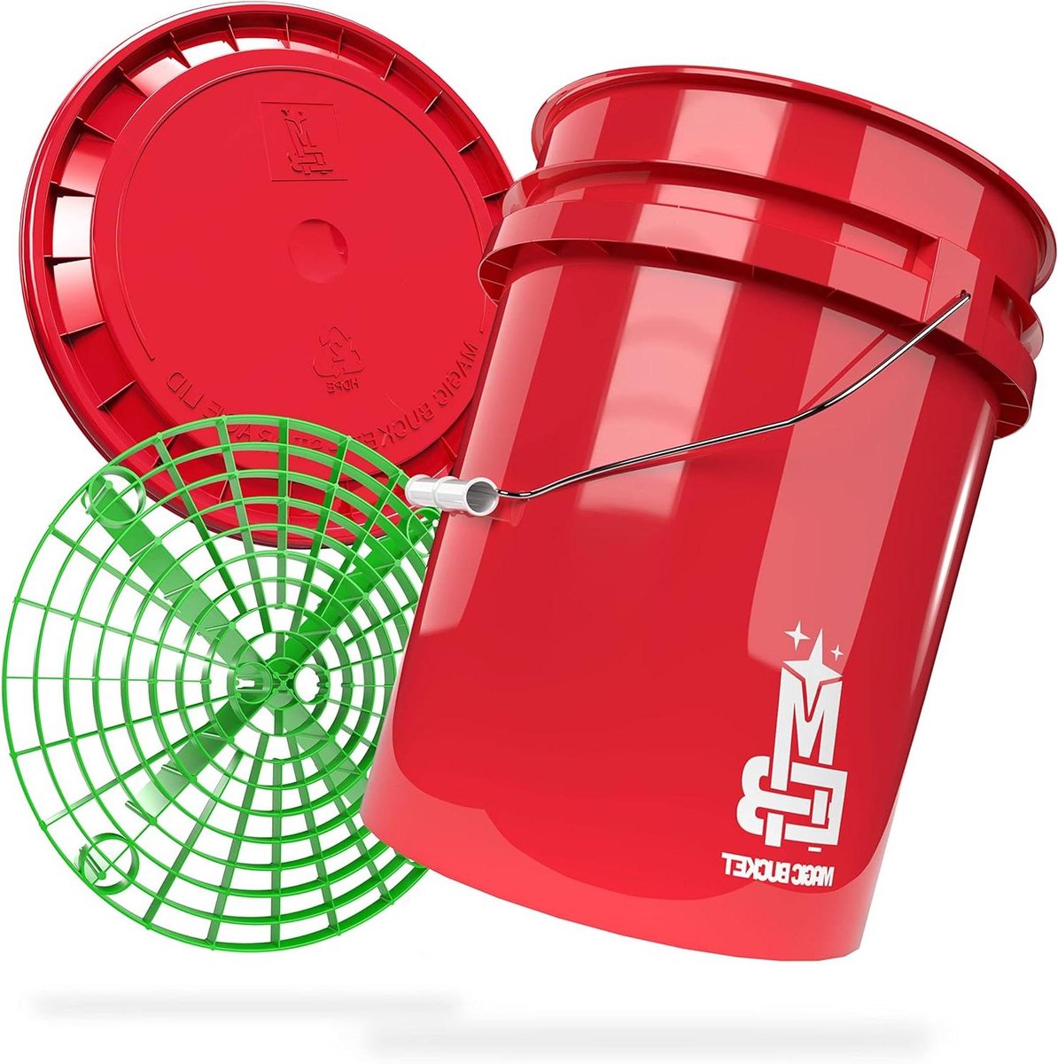 Wassen emmer - Reinigingsset - Auto poetsen - Met vuilzeef - 20 liter - Rood/groen