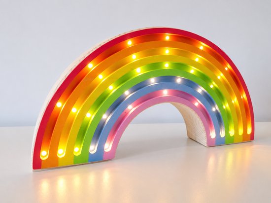Regenboog Nachtlampje Kinderkamer - Handgemaakte Houten Lamp voor Babykamer van Licht en Hout — afbeelding 2
