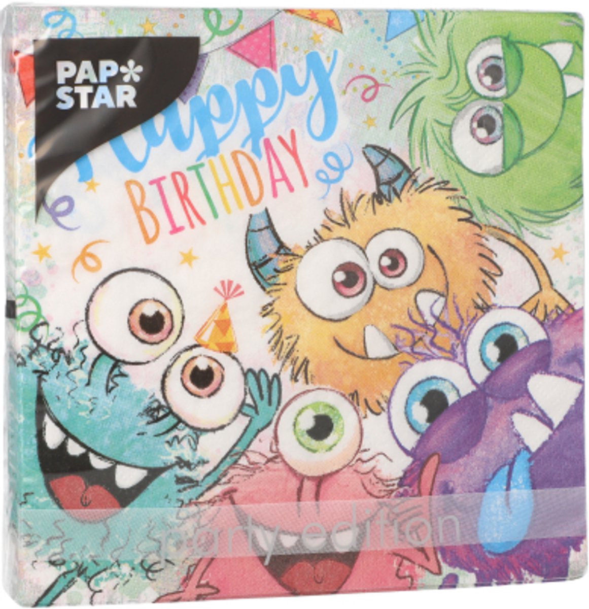 10x 20 Servetten 3-laags 1/4 vouw 33 cm x 33 cm Funny Monsters