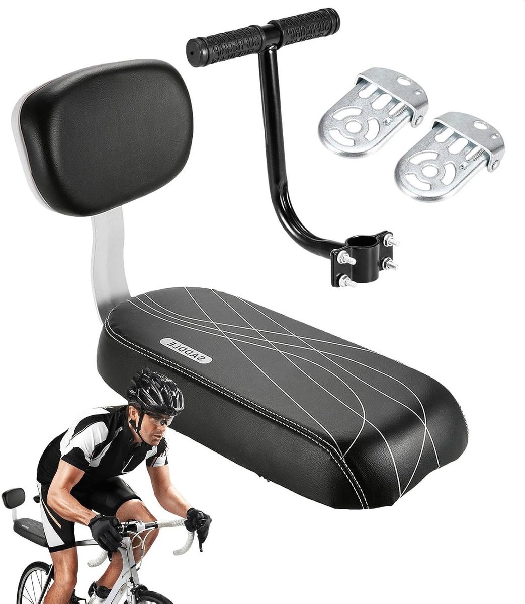 Kinder Fietsstoel - Zadel Achter - Veilig Vervoer - Comfortabele Stevige Steun - 32.5 cm Lengte - Zwart