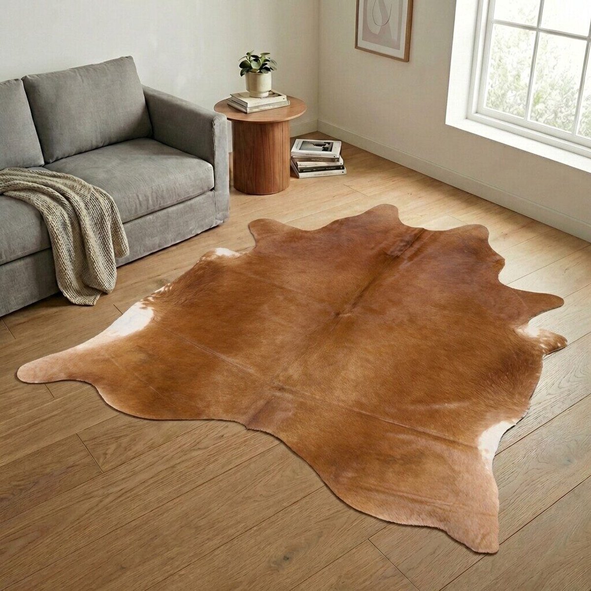 Koeienhuid Vloerkleed XXL (Extra Groot) - Bruin-wit - 247 x 213 cm - Koeienkleed / Koeienvel / Dierenvel / Dierenhuid / Koehuid Tapijt