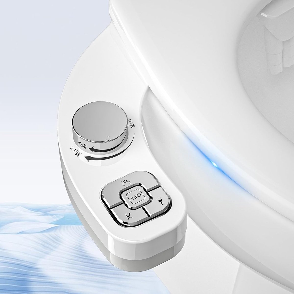 Bidet Toiletopzetstuk Niet-Elektrisch - Ultradun met Drukknoppen - Intrekbare Zelfreinigende Sproeiers en Waterdrukregeling - Zilver