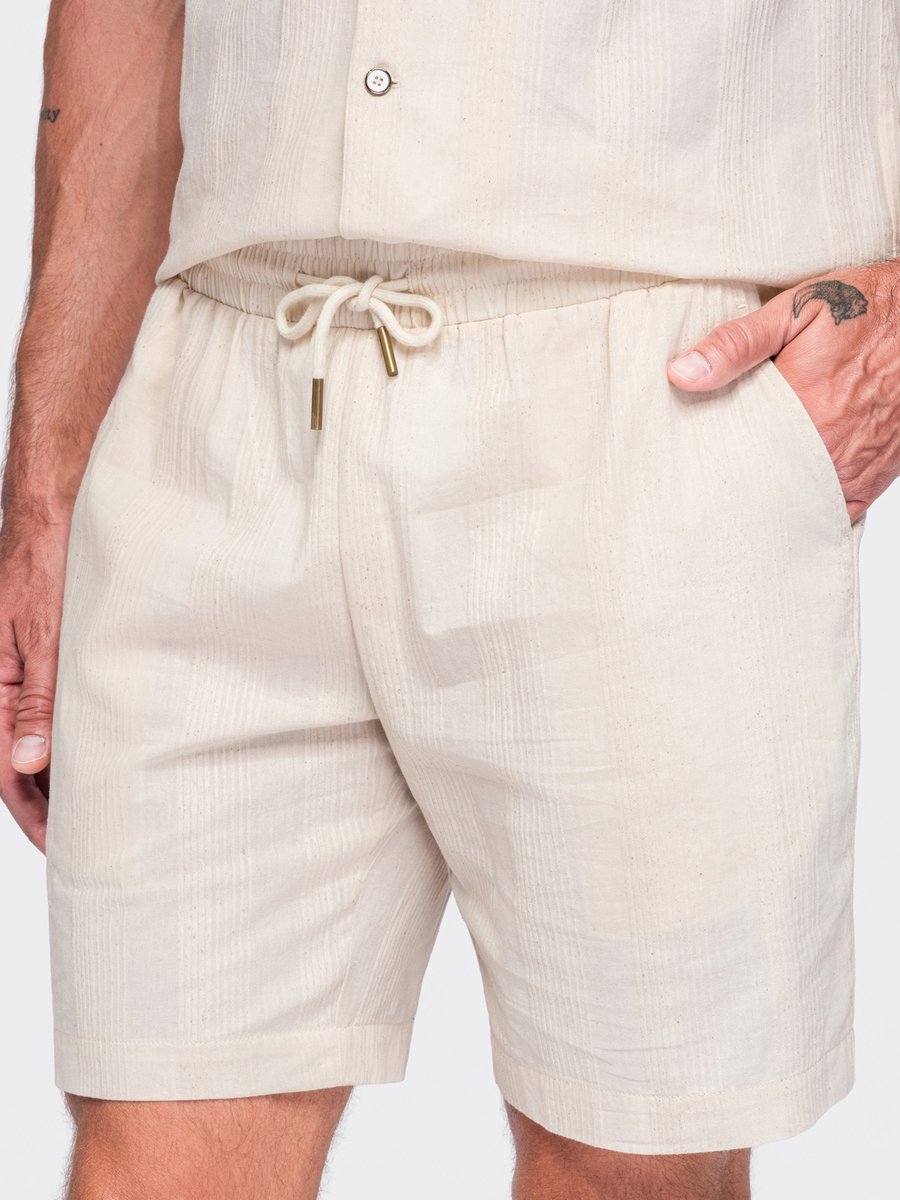 OMBRE Korte broek - Regular Fit - Katoen - Effen Crème M