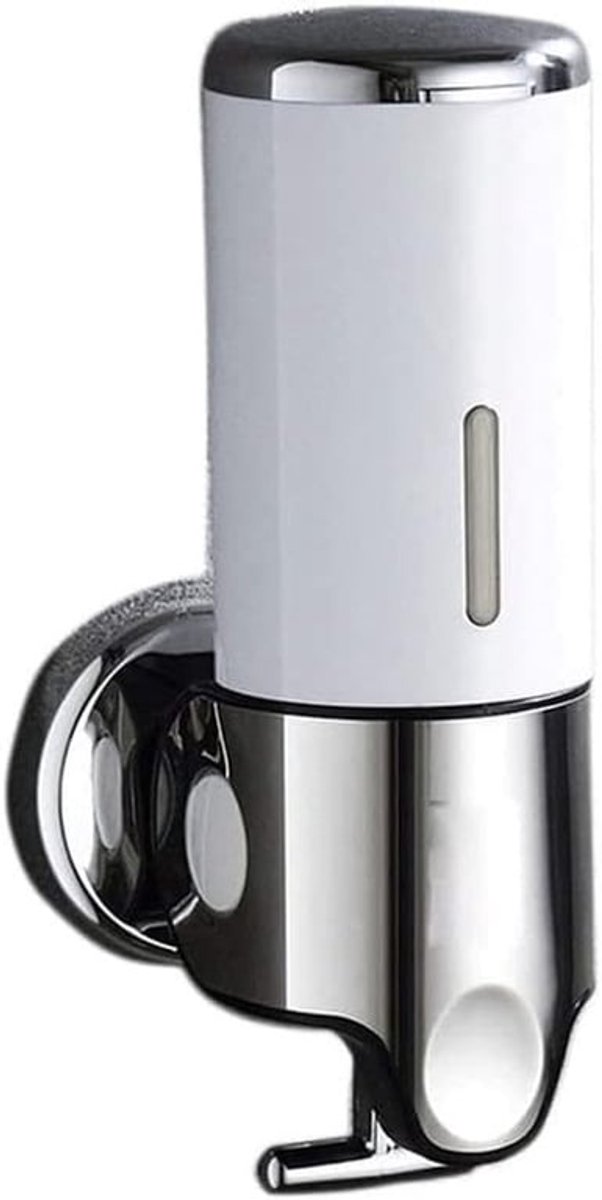Zeepdispenser - Wandmontage - Geborsteld roestvrij staal - Zeepdispenser - Hangende zeeppomp - Badkamer - 500ml- Toilet - Douche - Schuim - Wit