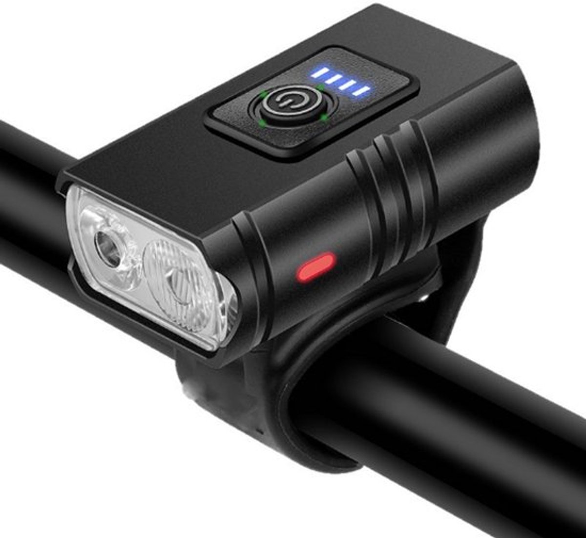 Deze fietslamp is oplaadbaar via USB, heeft 6 lichtstanden en is een set met zowel een voor- als achterlicht met hoge helderheid.