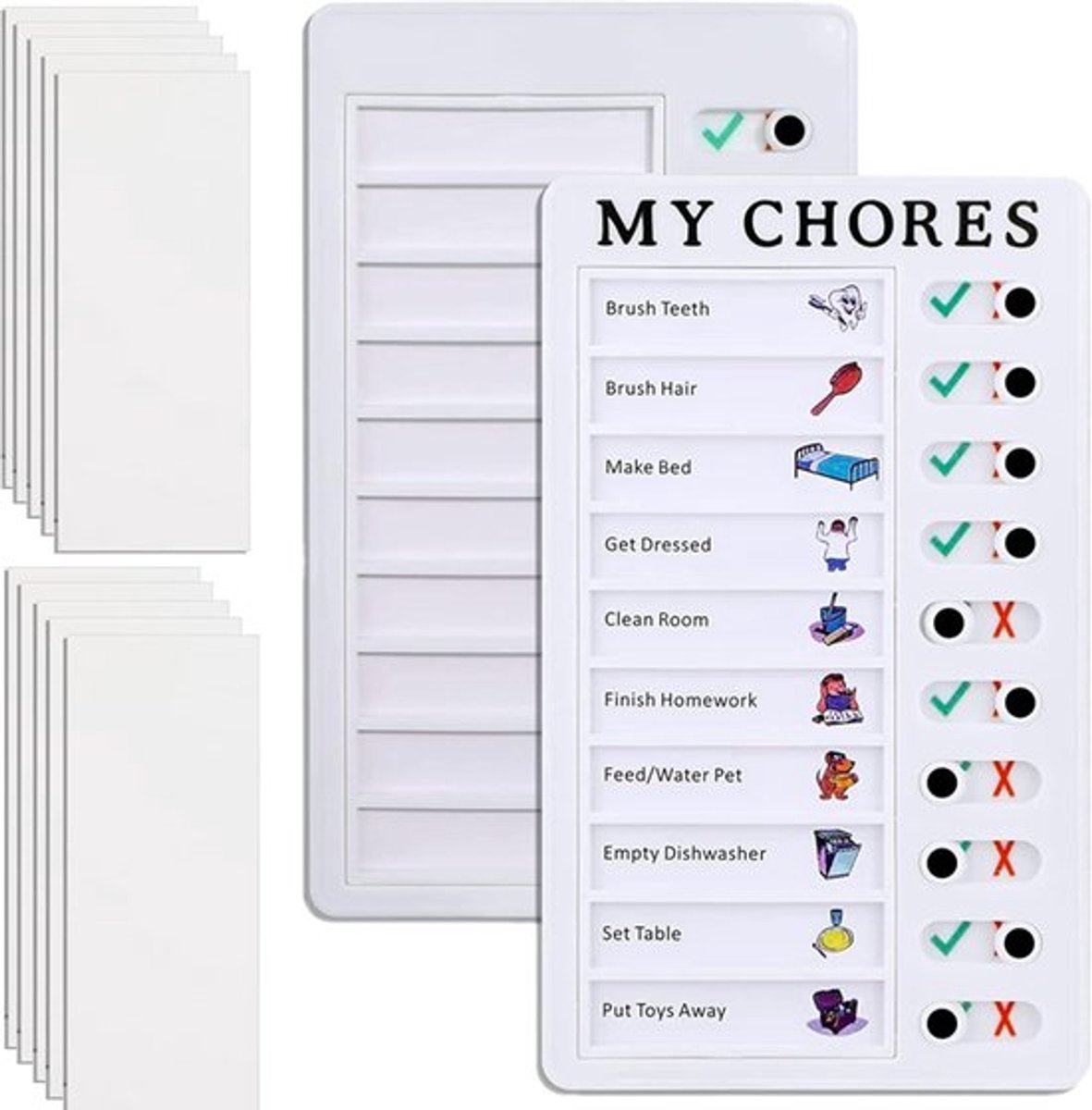 2 stuks Dagelijkse Grafiekplanner - Memo Checklist Borden - 10 stuks Papier/Plastic Bord - Herbruikbare Dagelijkse Grafiekplanner Taakpad Voor Kinderen en Volwassenen Thuis - Reisplanning-herinneringstool