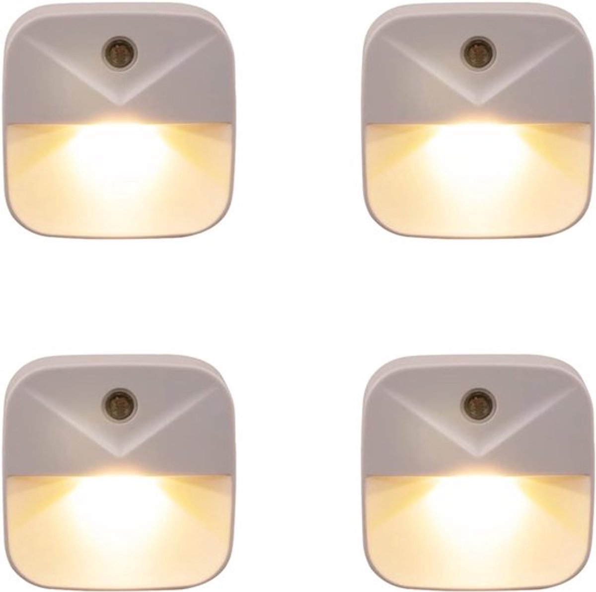 Nachtlampje - LED-nachtlampje met sensor - Stekker - Geschikt voor slaapkamers, badkamers, keukens, gangen en trappenhuizen - 4 stuks - Warm wit licht