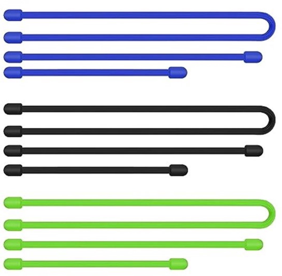 9-delige Silicone Twist Ties - 10/15/30cm Herbruikbare Kabelbinders in 3 Kleuren