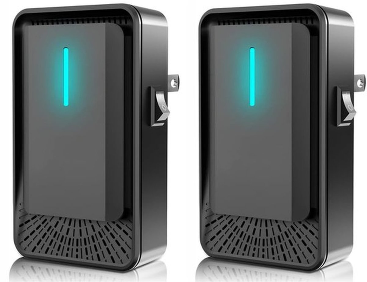 Plug-in luchtreiniger - Negatieve ionentechnologie - Stille werking voor thuisgebruik - Negatieve ionenluchtreiniger voor slaapkamer, kantoor, dierenkamer, badkamerZwart dubbele verpakking