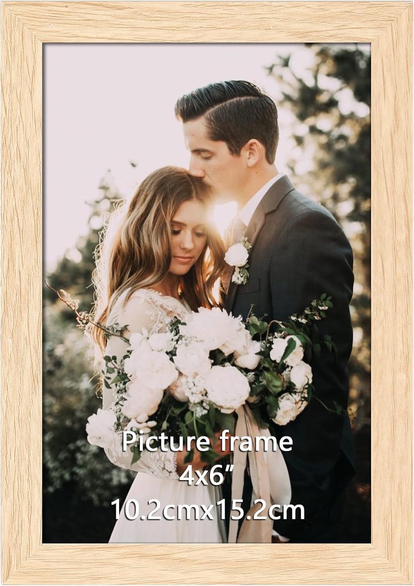 Elegant Houten Fotolijst 10 x 15 cm voor Foto's en Kunstwerken in Verticale en Horizontale Weergave
