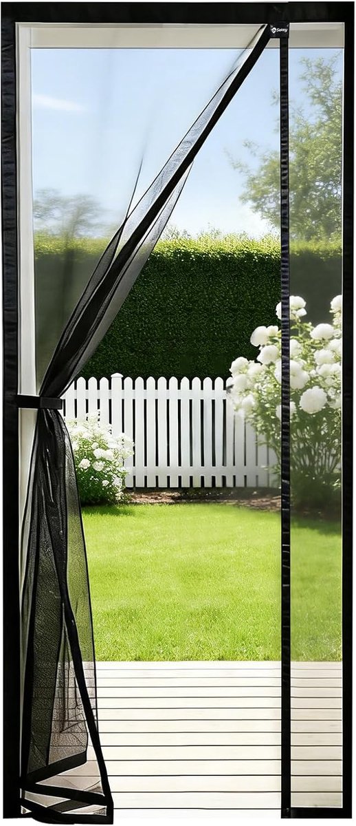 SnelShoppen - Magneet Vliegenscherm voor Balkon deur, Insectenbescherming, Dubbelzijdig, Makkelijk te Installeren, 90 x 210 cm, Zwart, Voor Deuren, Ba