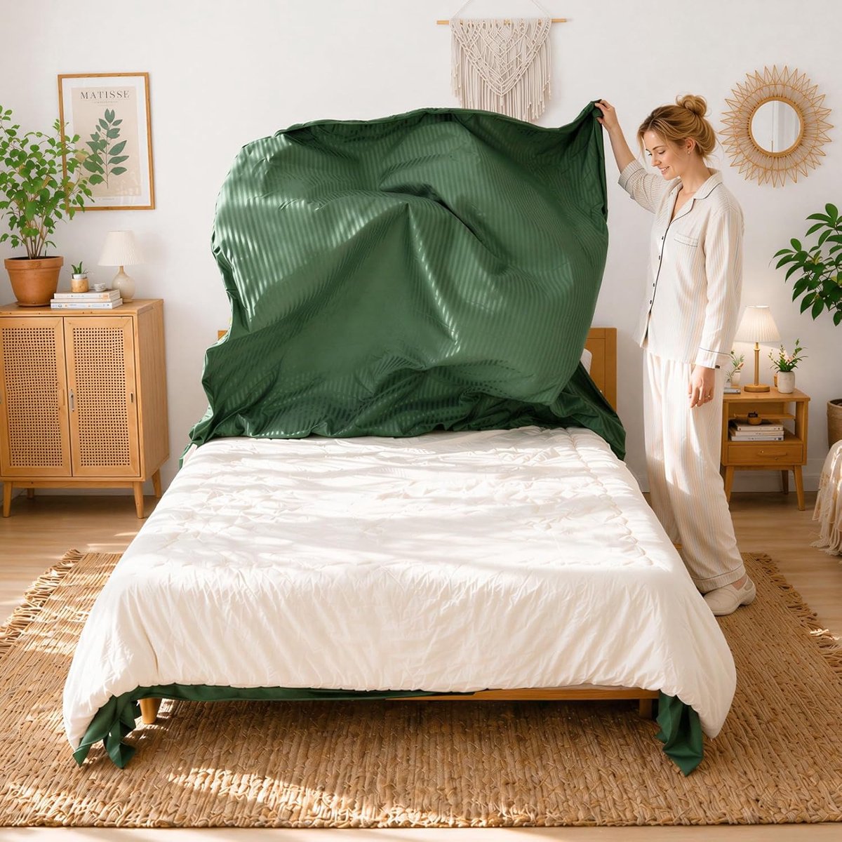 SnelShoppen - 3-delig Dekbedovertrek Set 200x200 cm met 3-zijdige Rits, 1 Dekbedovertrek 220x240 cm, 2 Kussenslopen 80x80 cm, Zacht Polyester, Anti-St