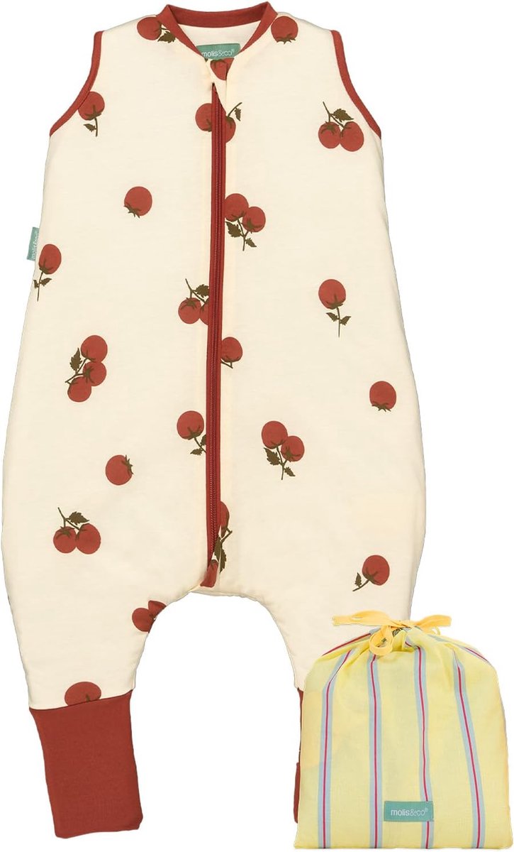 SnelShoppen - Baby Summer Sleeping Bag 100% Katoen Oeko-Tex, Verstelbare Lengte 90-100 cm, Voor Jongens en Meisjes, Tomatenprint, Ideaal voor Lente en