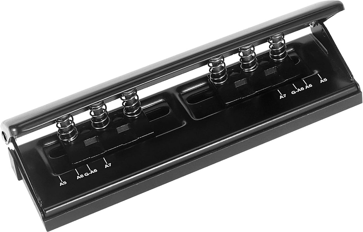 SnelShoppen - Verstelbare metalen perforator met 6 gaten, A5, A6, A7, 6-rings perforator met positioneringsmarkering voor dagplanner, personeel, agend
