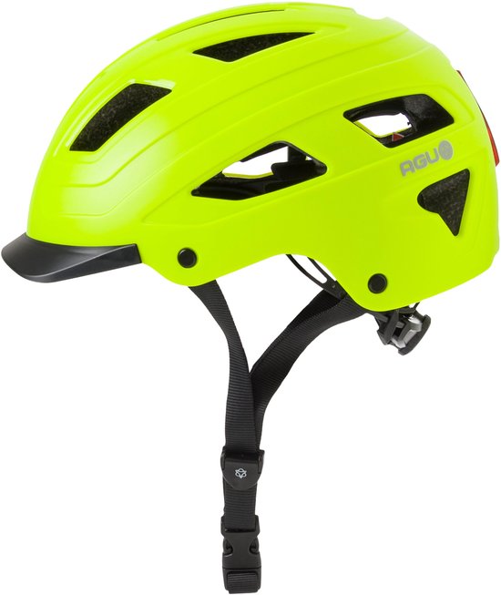 AGU Cit-E - Fietshelm - E-bike helm - 59-61cm - LED-achterlicht - Met klep - 13 ventilatieopeningen - Gerecycled materiaal - Geel - Unisex - L/XL — afbeelding 3