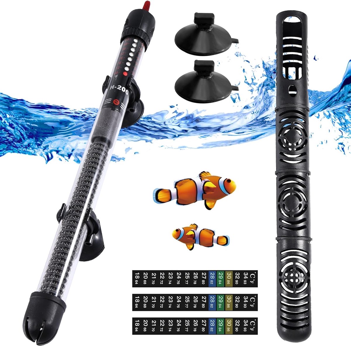 SnelShoppen - Aquariumverwarming 300W - Verstelbare Thermostaat Heizer voor Vistanks tot 300L met Zuignappen en Regelverwarming - Ideaal voor Aquaria