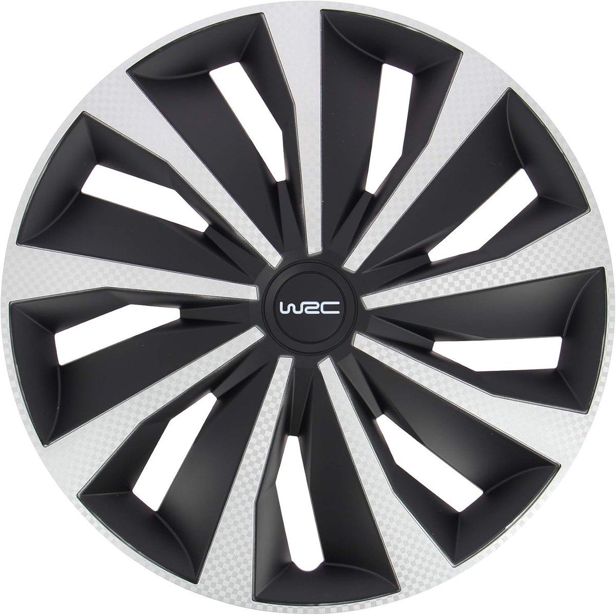 SnelShoppen - Set van 4 Wielen Covers 14 Inch Carbon Style Grijs Zwart - Sportieve en Duurzame Hub Caps voor Auto's - Eenvoudig te Bevestigen en Schoo