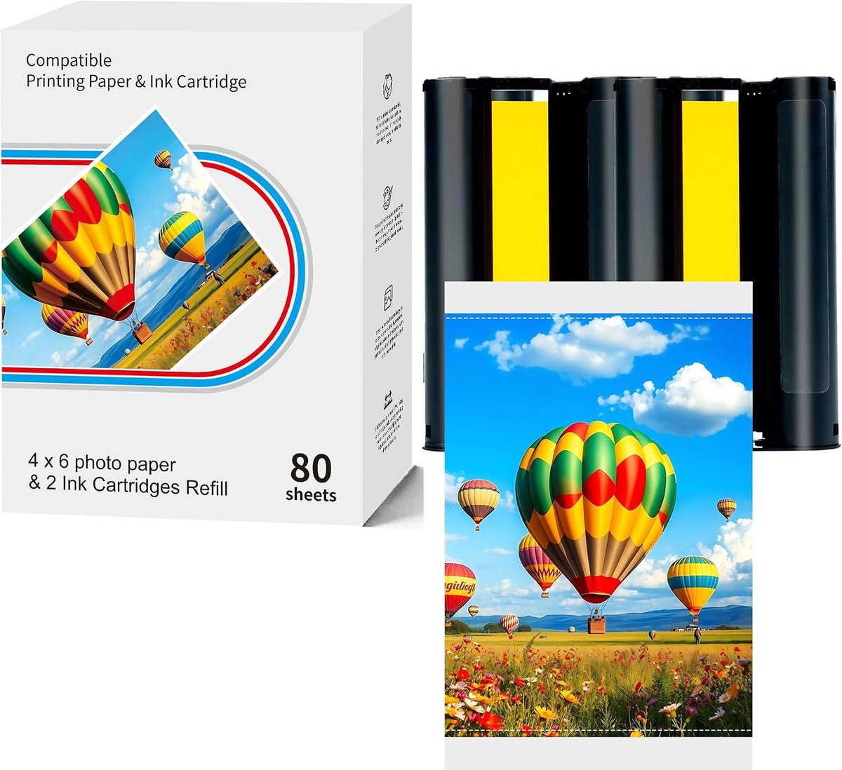 SnelShoppen - LCL Compatibel Fotopapier voor M100/M200 - 80 Vellen 10x15 cm + 2 Kleurlinten - Thermosublimatie Afdrukken - Water- en Oxidatiebeschermi