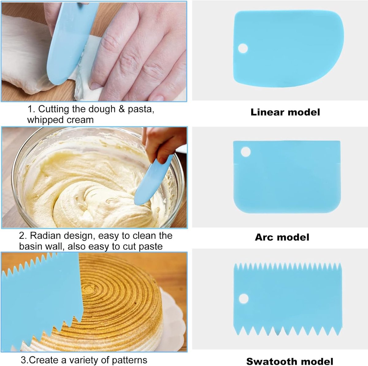 SnelShoppen - 6 Stuks Cake Strings, Taartspatel, Gebak Scraper, Hoogwaardige PP Kunststof, Witte Bakaccessoires voor Keuken, Feest en Bakplezier