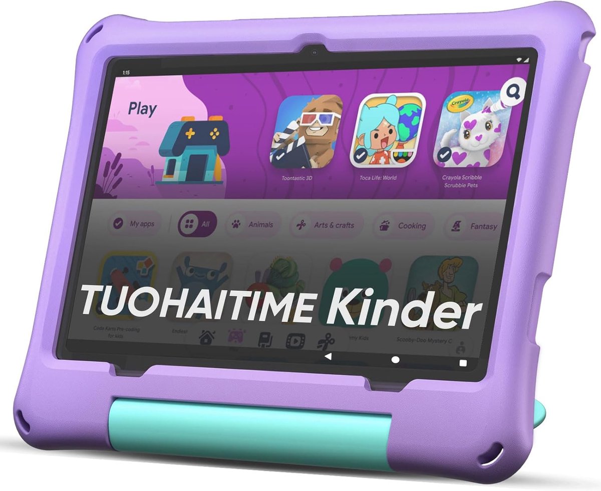 SnelShoppen - Kids Tablet 10.1 Inch Android 16 met 30GB RAM + 64GB ROM Uitbreidbaar tot 2TB, Kinderslot/Parental Controls, GPS, Face ID, WiFi 6, Octa-