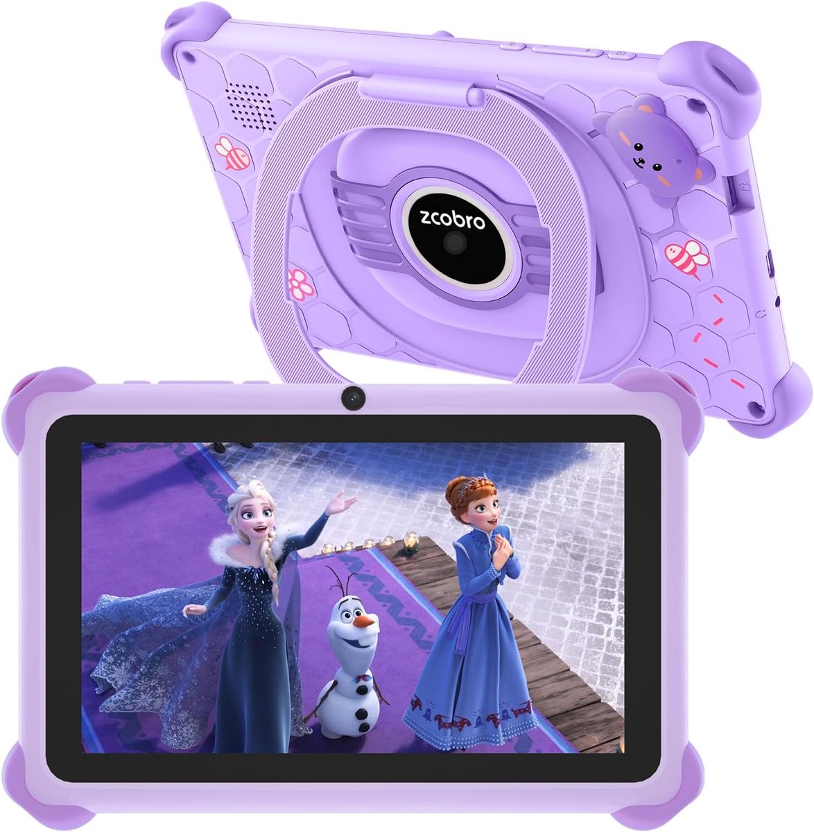 SnelShoppen - Kindertablet 7 Inch met Beschermhoes, Android Kids Tablet, 2GB RAM, 32GB ROM, Uitbreidbaar tot 256GB, WiFi, Bluetooth, Kindbescherming,