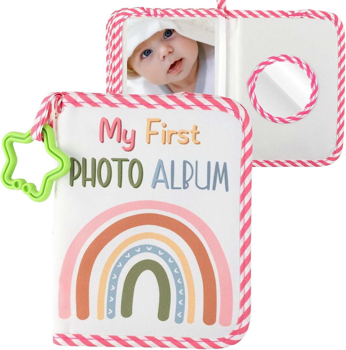 SnelShoppen - Baby Foto Album - Stoffen Geboorte Boek - Klein Foto Album voor Kinderen - Veilig Spiegel voor Peuters en Pasgeborenen - Geboorte Cadeau