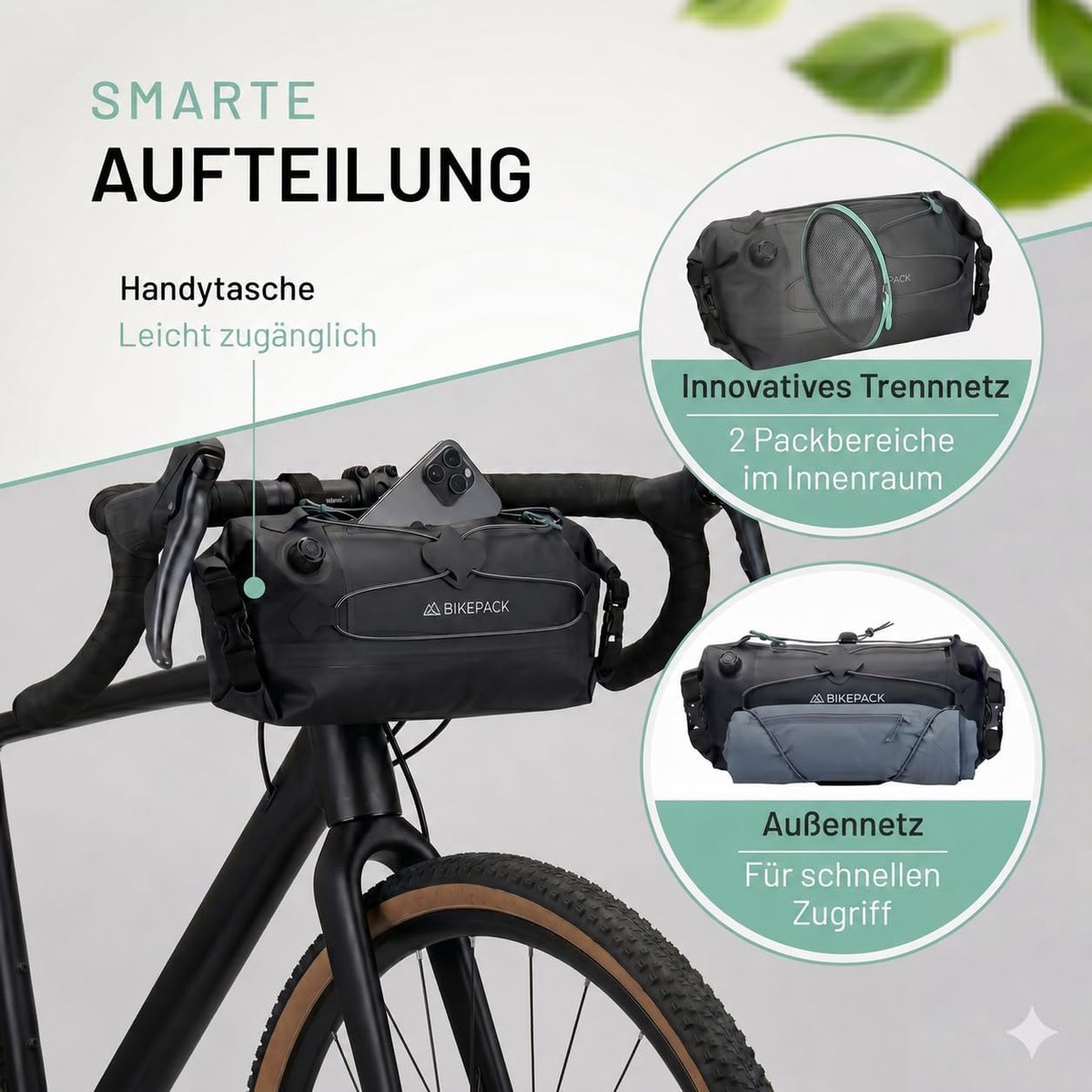 SnelShoppen - BIKEPACK Fietstas - Ideale Frame Bag voor Racefiets en Mountainbike - Top Tube Bag, 100% Waterproof, Premium Kwaliteit, Ruimtelijk Indel