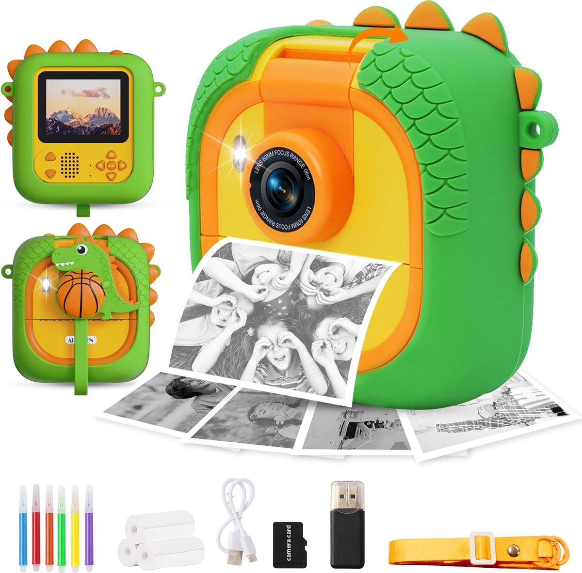 SnelShoppen - Instant Kids Camera 2.4" met 1080P en 180° Rotatable Lens, 8GB, Geschikt voor Kinderen, Perfect als Kerst- en Verjaardagscadeau