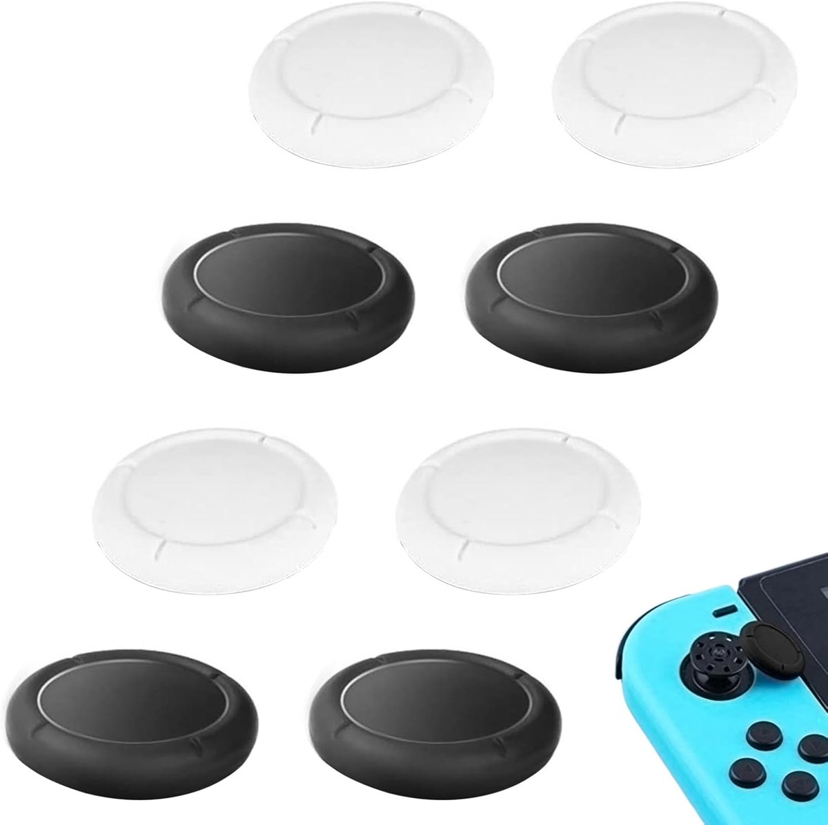 SnelShoppen - 4 Pairs Joystick Thumb Grip Caps voor Switch OLED en Switch Lite - Siliconen Analoge Lever Covers - Comfortabel, Slips Bestendig, Verbet