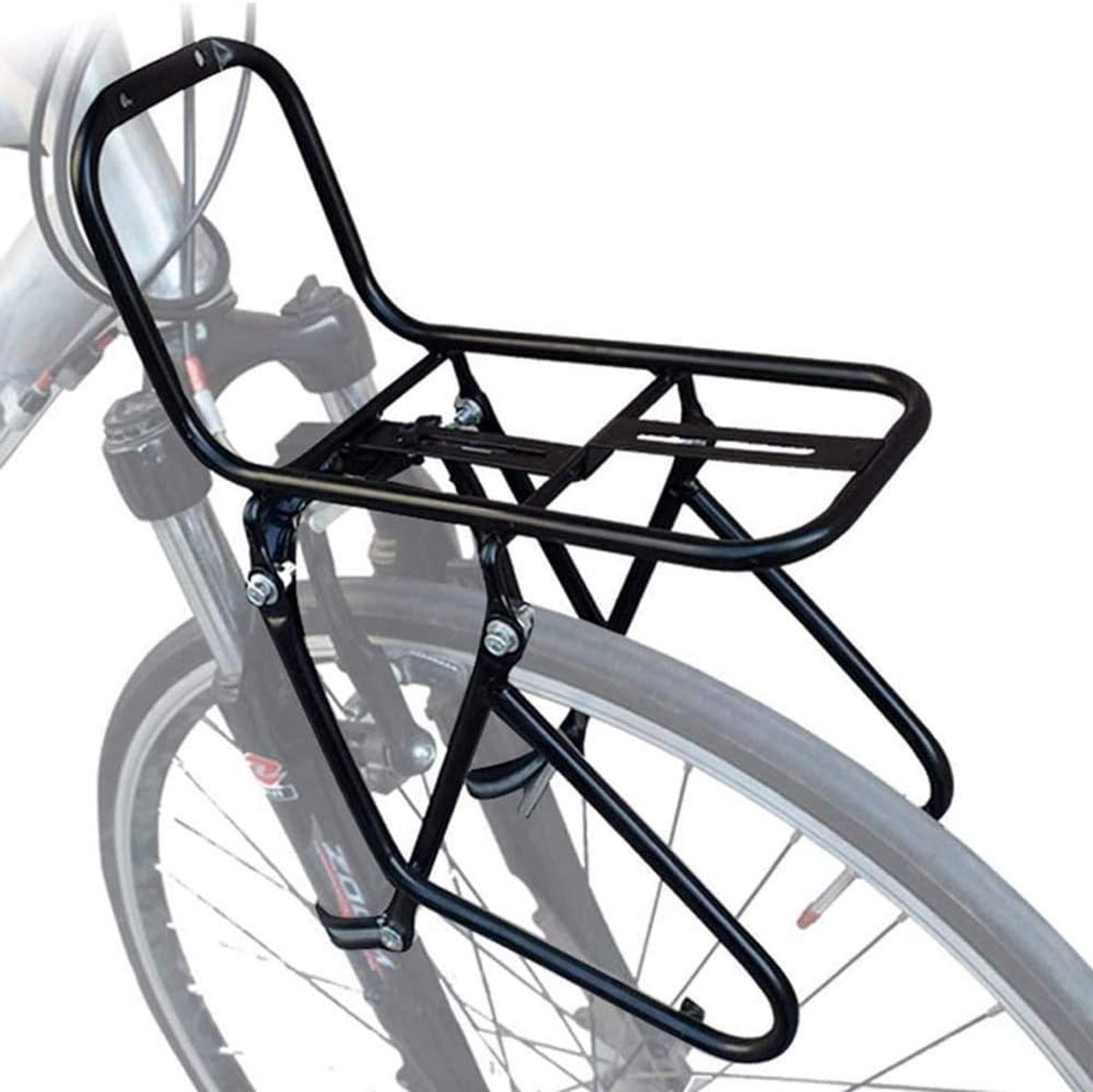 SnelShoppen - Fietsdrager Vooraan - Bagagedrager 15 kg - Voor Mountainbike met Schijfrem/V-Brake - Ideaal voor Fietsmanden en Paktassen - Robuust en V