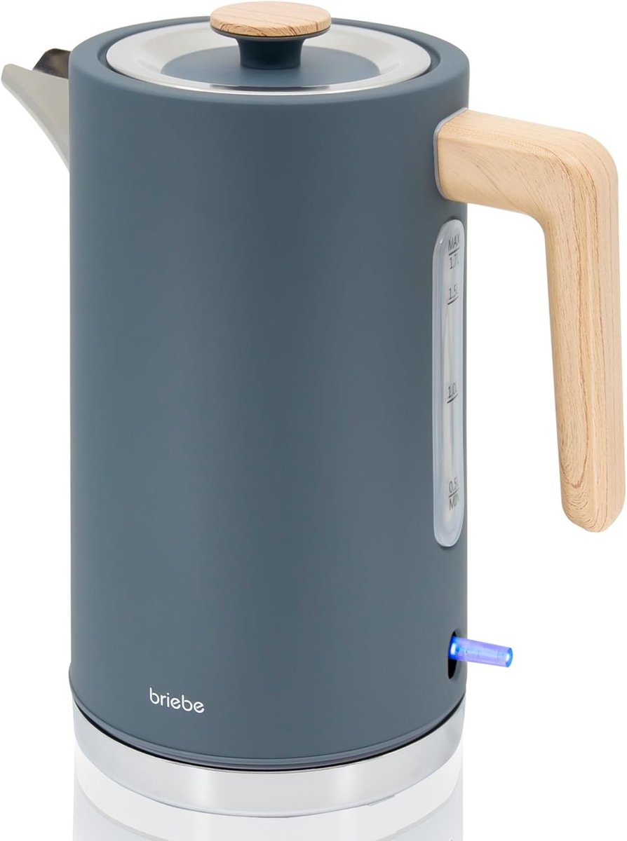 SnelShoppen - Elektrische Waterkoker 1.7L Draadloos 2200W Snel Koken BPA Vrij 360° Basis Auto Shut-Off Scandinavisch Design Grijs