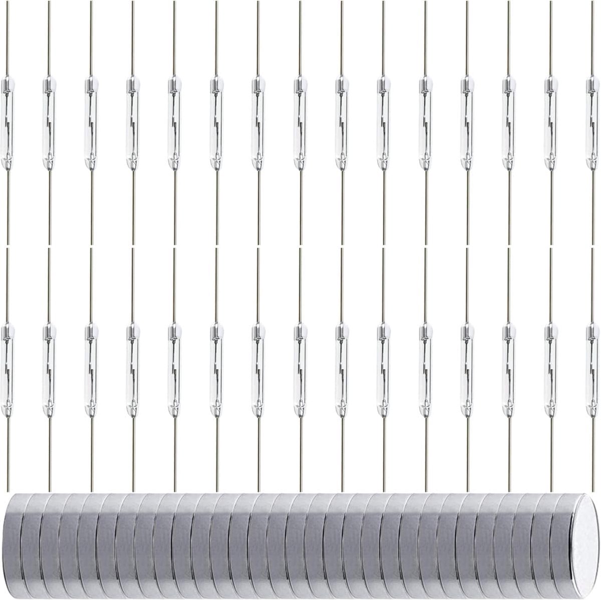 SnelShoppen - 30 Stuks Y213 Glas Schuifmagneten Contact Sensor 2x14mm Normaal Open NO Voor Alarm Deursensor Raambeveiliging