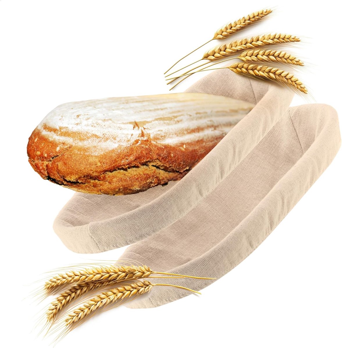 SnelShoppen - 2 x Oval Bakker's Linnen - De perfecte Doek voor Rijsmanden - Natuurlijke Katoenen Doek met Elastische Band - Ideaal voor Brooddeeg en B
